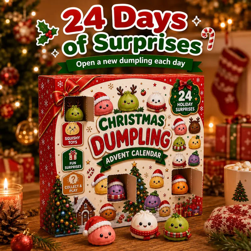 2026 Christmas Squishy Advent Calendar, 24-Day Dumpling Fidget Toy Countdown for Kids, Cute Collectible Stocking Stuffers