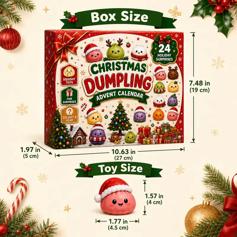 2026 Christmas Squishy Advent Calendar, 24-Day Dumpling Fidget Toy Countdown for Kids, Cute Collectible Stocking Stuffers