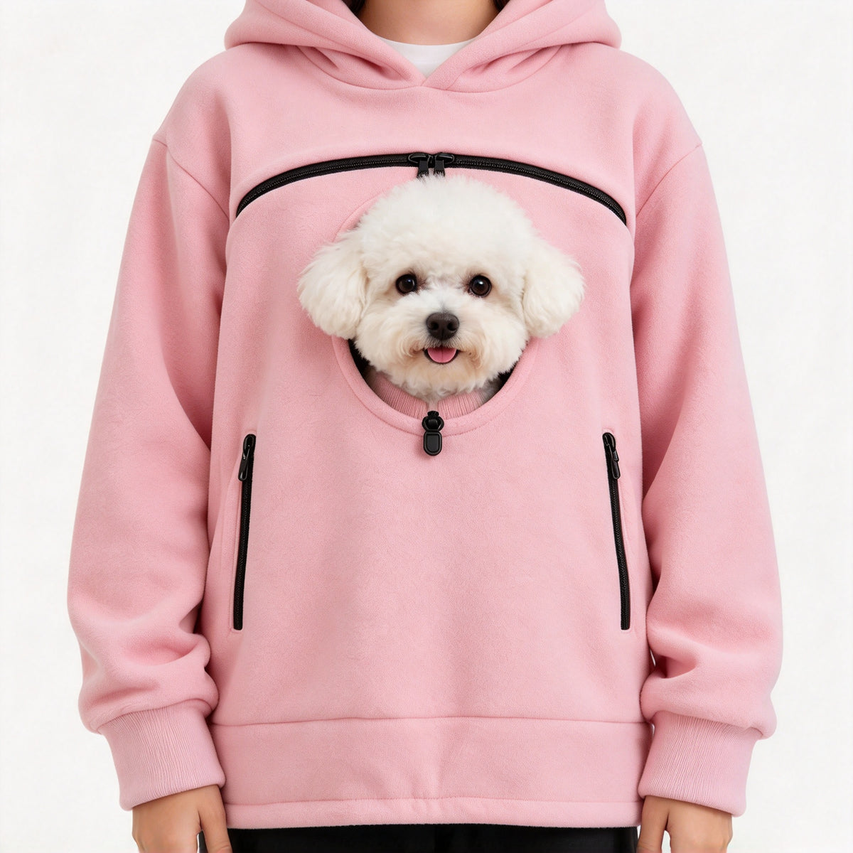 Cozy Pet Pouch Hoodie for Cats and Small Dogs Sherpa Pullover with Built In Pet Pocket