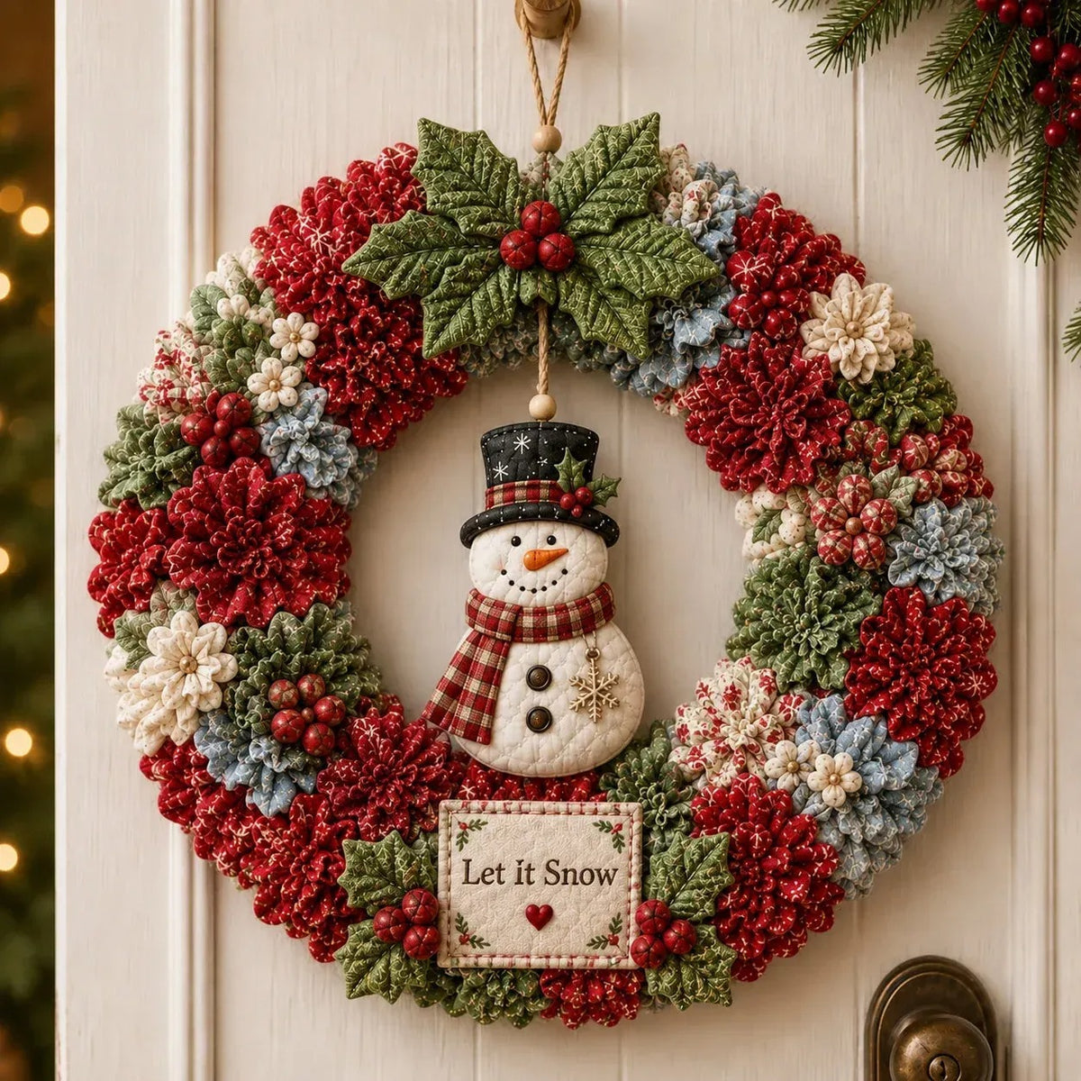 Christmas Punch Needle Wreath DIY Kit 3D Handmade Holiday Wreath Craft Kit for Beginners & Adults