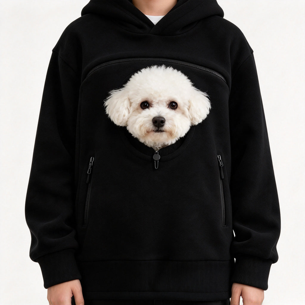 Cozy Pet Pouch Hoodie for Cats and Small Dogs Sherpa Pullover with Built In Pet Pocket