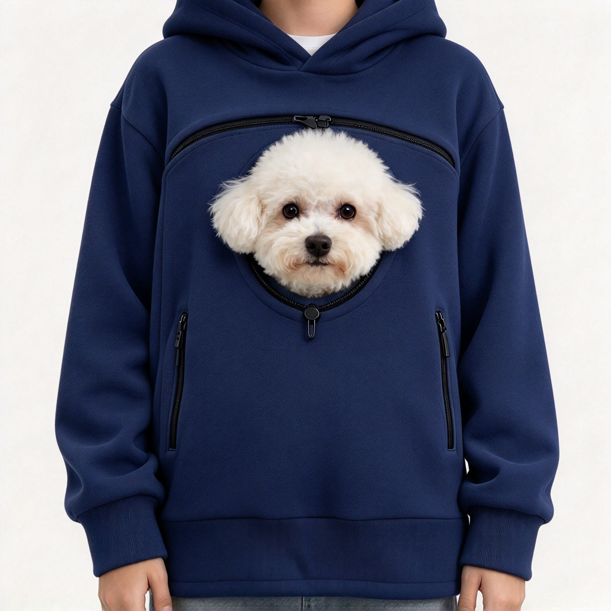 Cozy Pet Pouch Hoodie for Cats and Small Dogs Sherpa Pullover with Built In Pet Pocket
