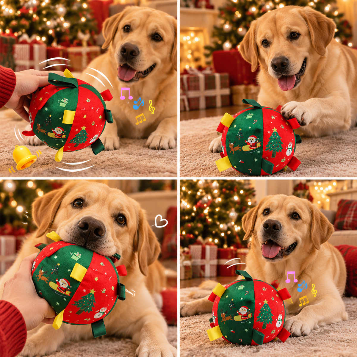Christmas Squeaky Soccer Ball Dog Toy Soft Plush Football for Chewing Fetch & Interactive Play