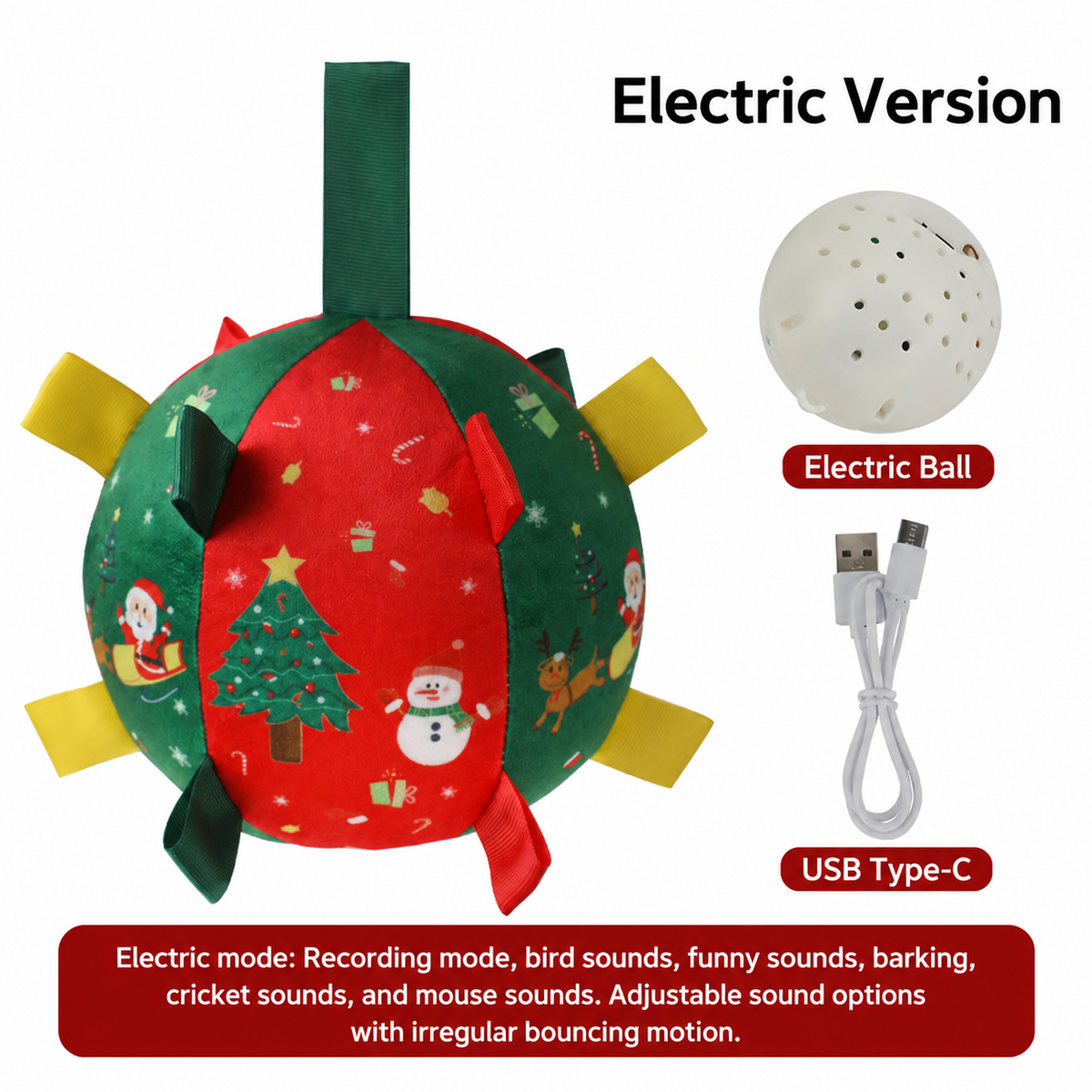 Christmas Squeaky Soccer Ball Dog Toy Soft Plush Football for Chewing Fetch & Interactive Play