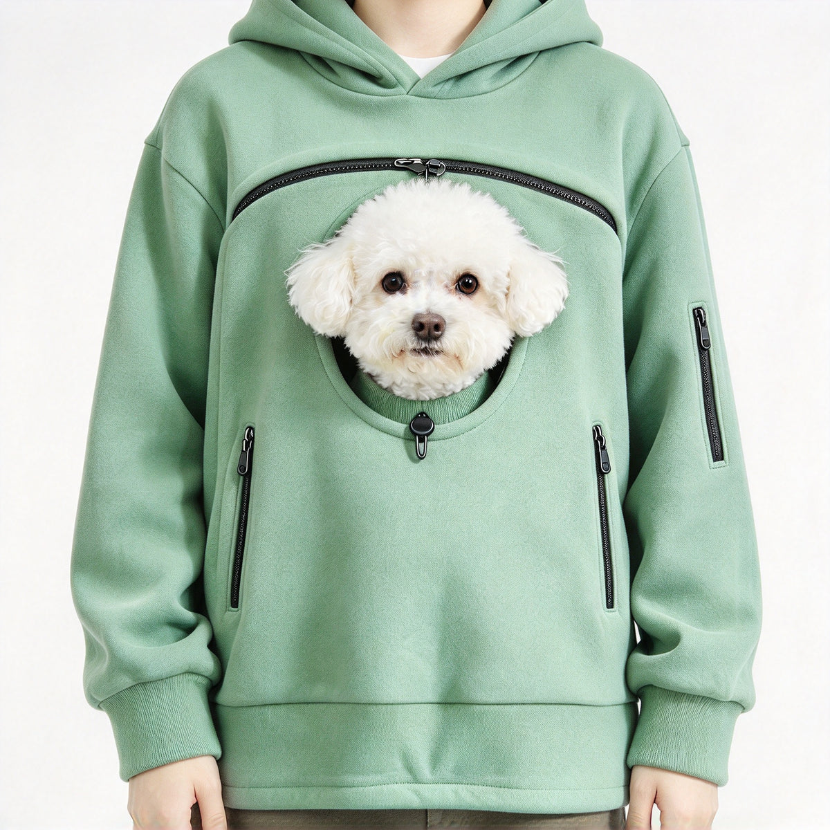 Cozy Pet Pouch Hoodie for Cats and Small Dogs Sherpa Pullover with Built In Pet Pocket