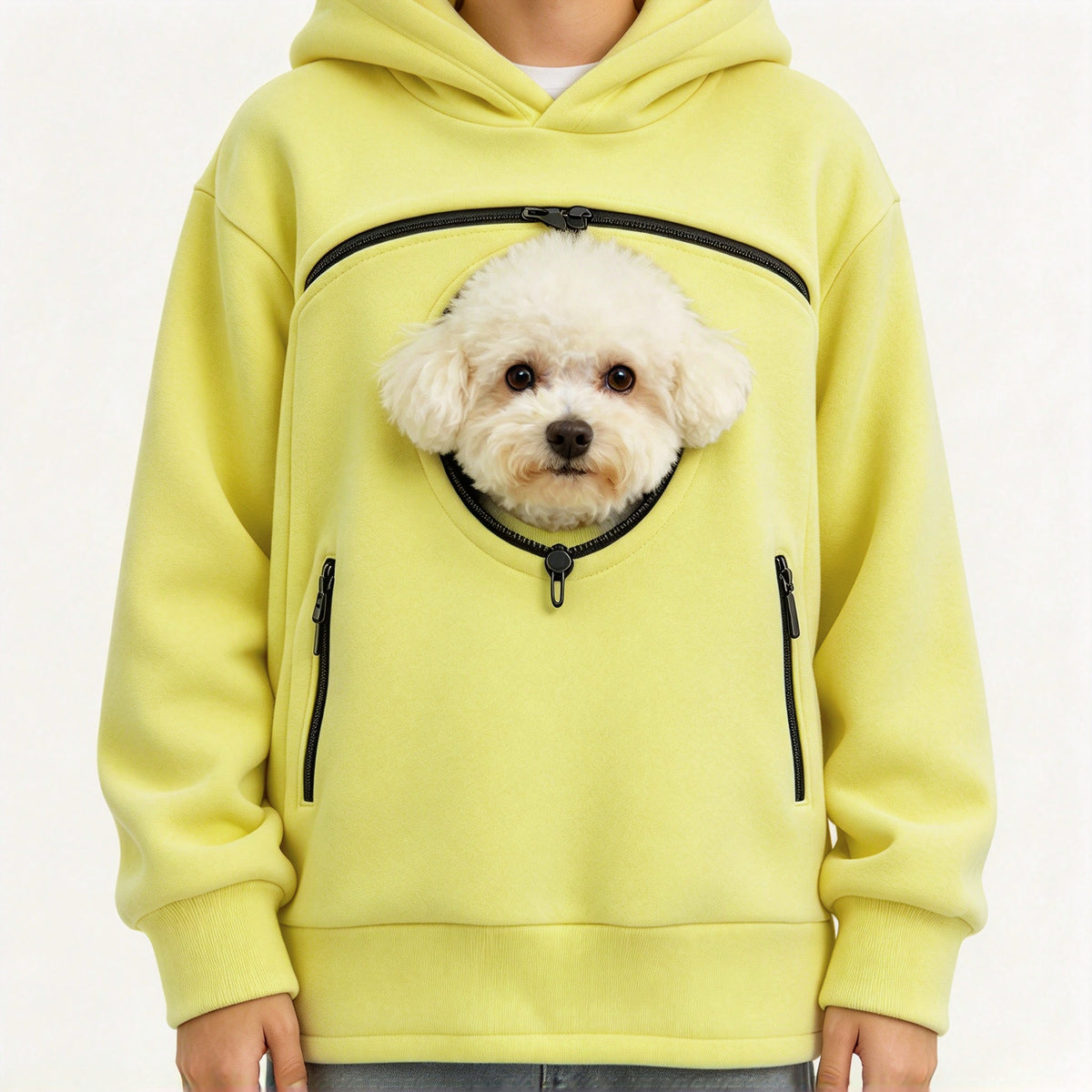 Cozy Pet Pouch Hoodie for Cats and Small Dogs Sherpa Pullover with Built In Pet Pocket