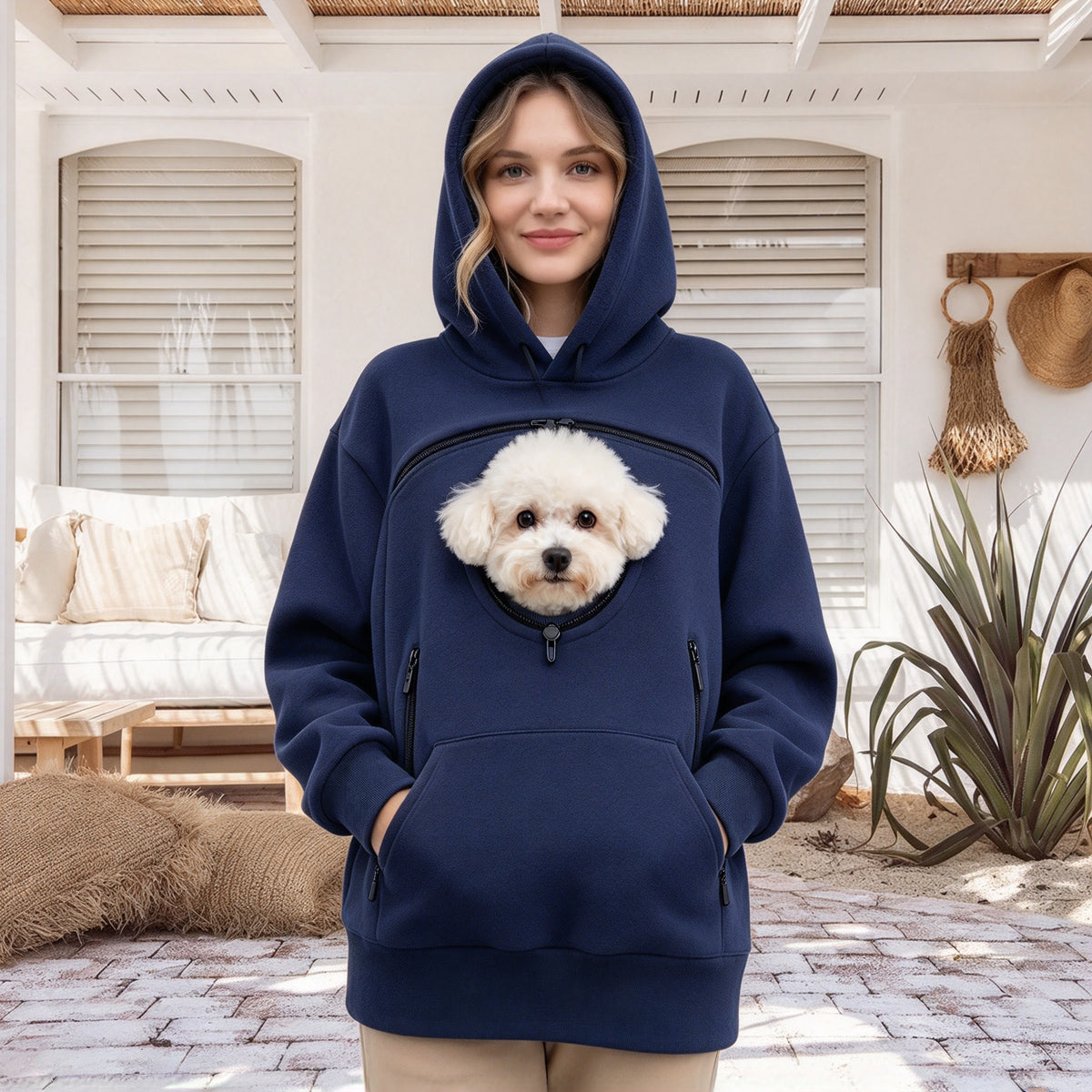 Cozy Pet Pouch Hoodie for Cats and Small Dogs Sherpa Pullover with Built In Pet Pocket