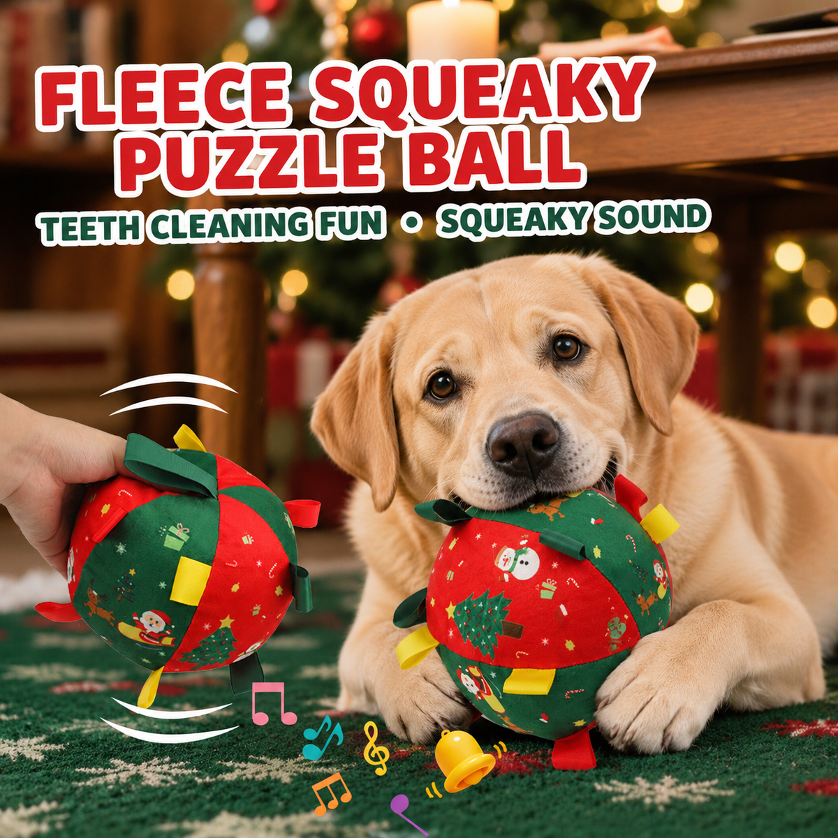 Christmas Squeaky Soccer Ball Dog Toy Soft Plush Football for Chewing Fetch & Interactive Play