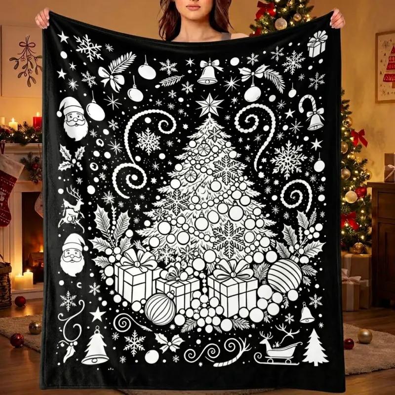 Christmas DIY Coloring Blanket with 24 Markers Fuzzy Velvet Color Your Own Art Blanket for Kids and Adults