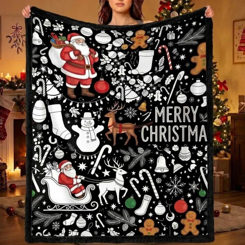 Christmas DIY Coloring Blanket with 24 Markers Fuzzy Velvet Color Your Own Art Blanket for Kids and Adults