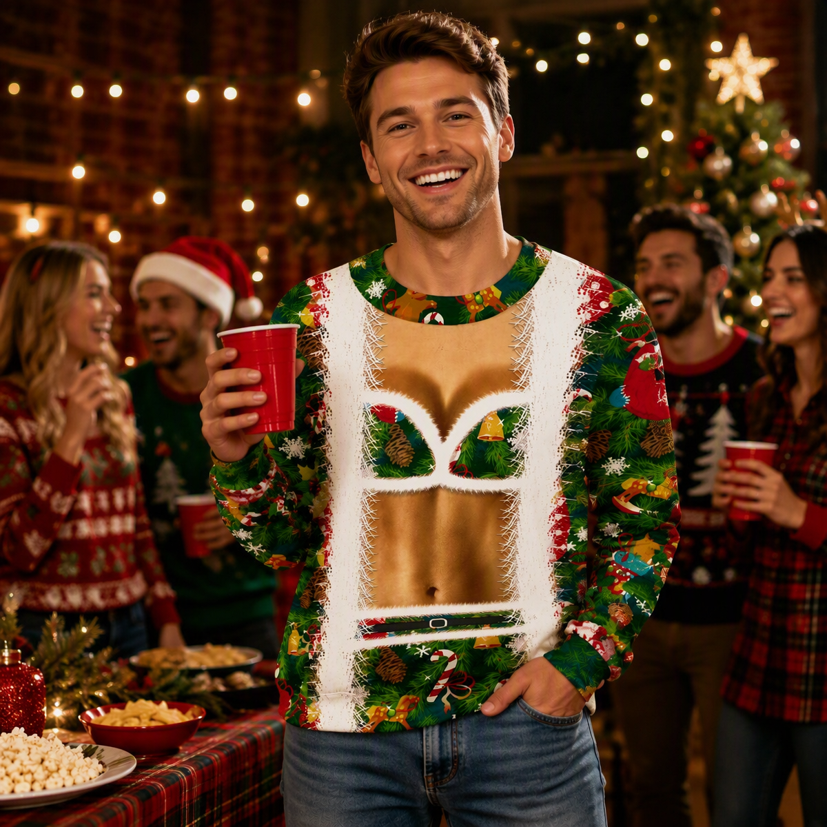Funny Sexy Body Ugly Christmas Sweatshirt – Novelty Christmas Party Pullover, Hilarious Holiday Gift for Men & Women