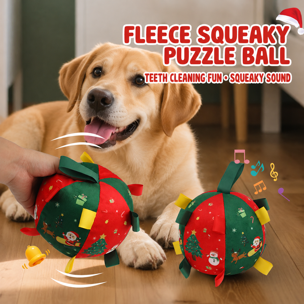 Christmas Squeaky Soccer Ball Dog Toy Soft Plush Football for Chewing Fetch & Interactive Play