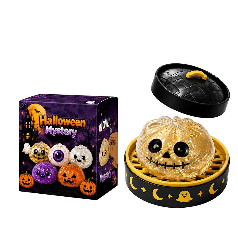 Halloween Ghost Squishy Toys, Cute Dumpling Stress Relief Squeeze Toys Gift Set for Kids & Halloween Party Favors