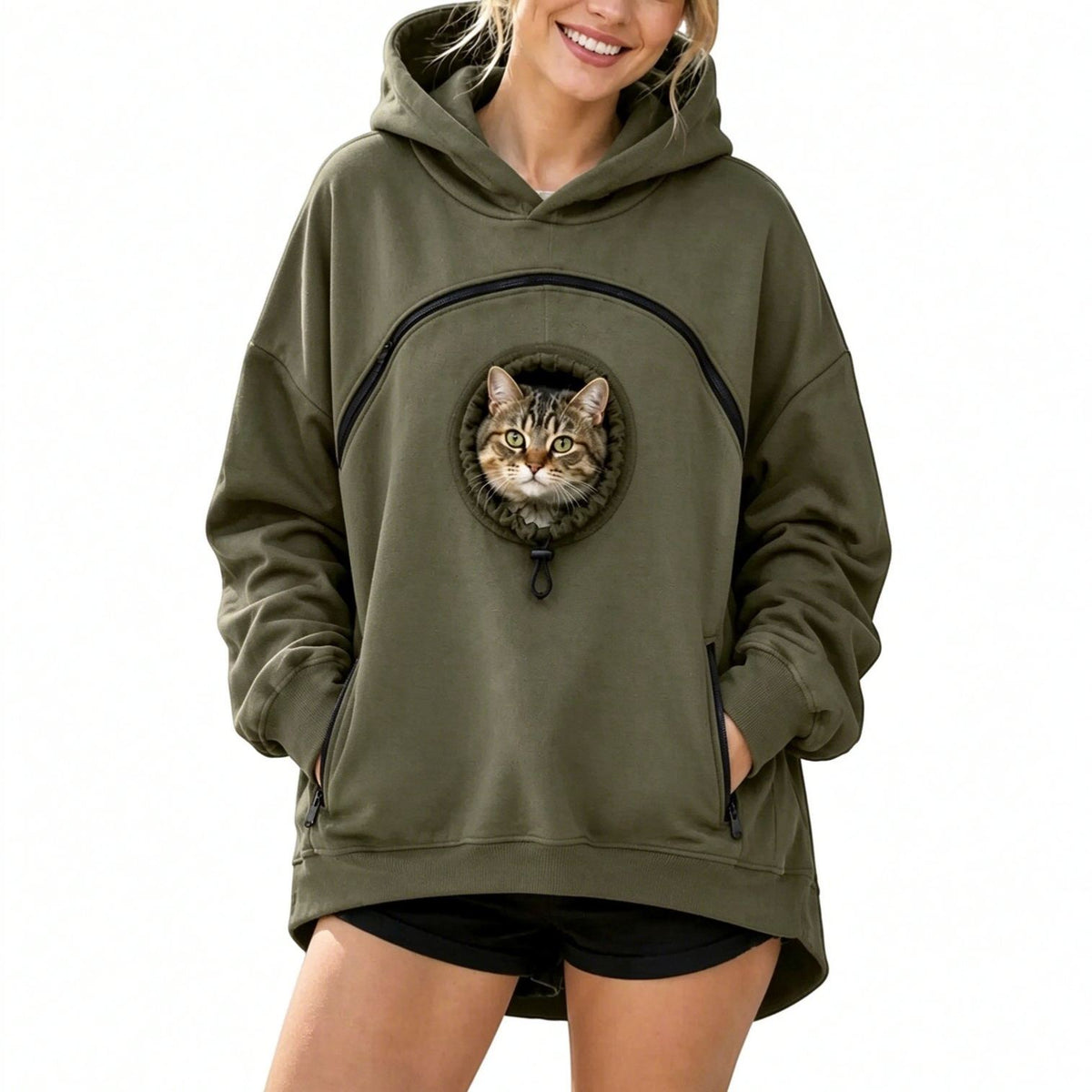 Cozy Pet Pouch Hoodie for Cats and Small Dogs Sherpa Pullover with Built In Pet Pocket