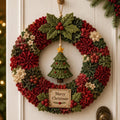 Christmas Punch Needle Wreath DIY Kit 3D Handmade Holiday Wreath Craft Kit for Beginners & Adults