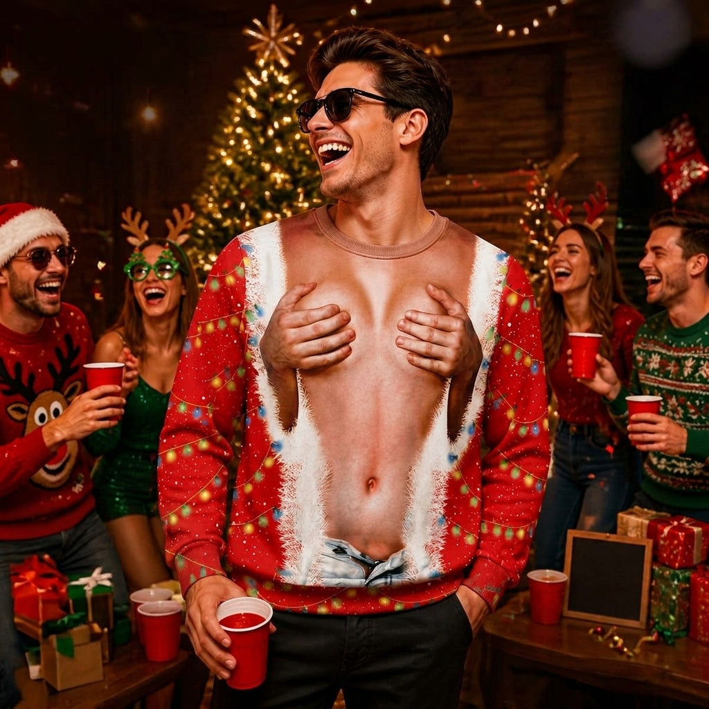 Funny Sexy Body Ugly Christmas Sweatshirt – Novelty Christmas Party Pullover, Hilarious Holiday Gift for Men & Women