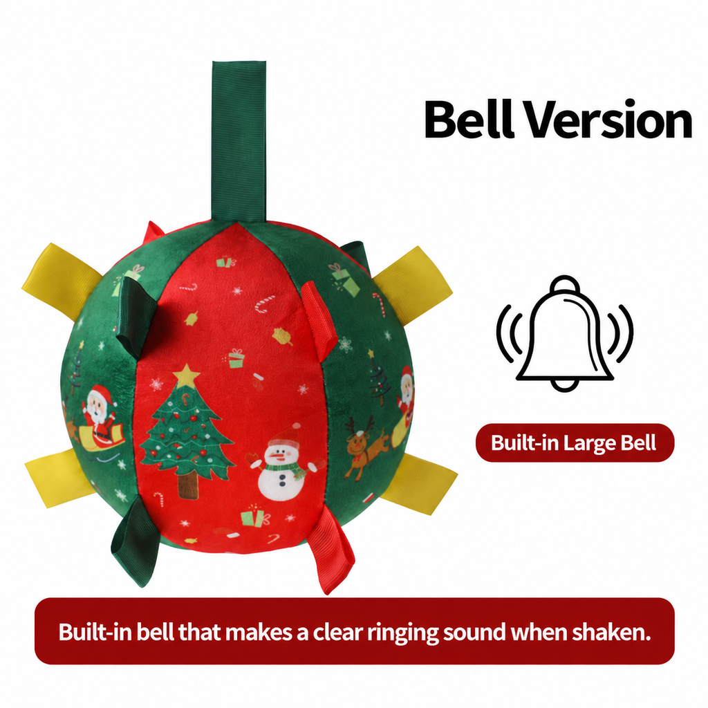 Christmas Squeaky Soccer Ball Dog Toy Soft Plush Football for Chewing Fetch & Interactive Play