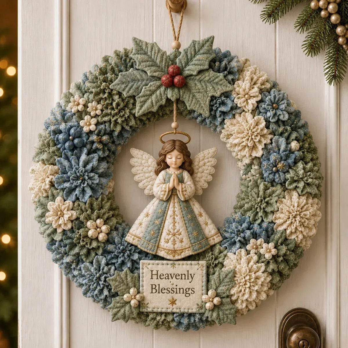 Christmas Punch Needle Wreath DIY Kit 3D Handmade Holiday Wreath Craft Kit for Beginners & Adults