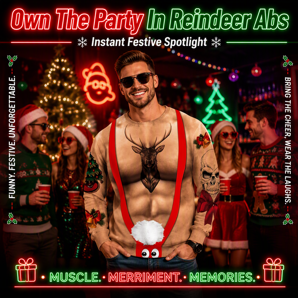 Funny Sexy Body Ugly Christmas Sweatshirt – Novelty Christmas Party Pullover, Hilarious Holiday Gift for Men & Women