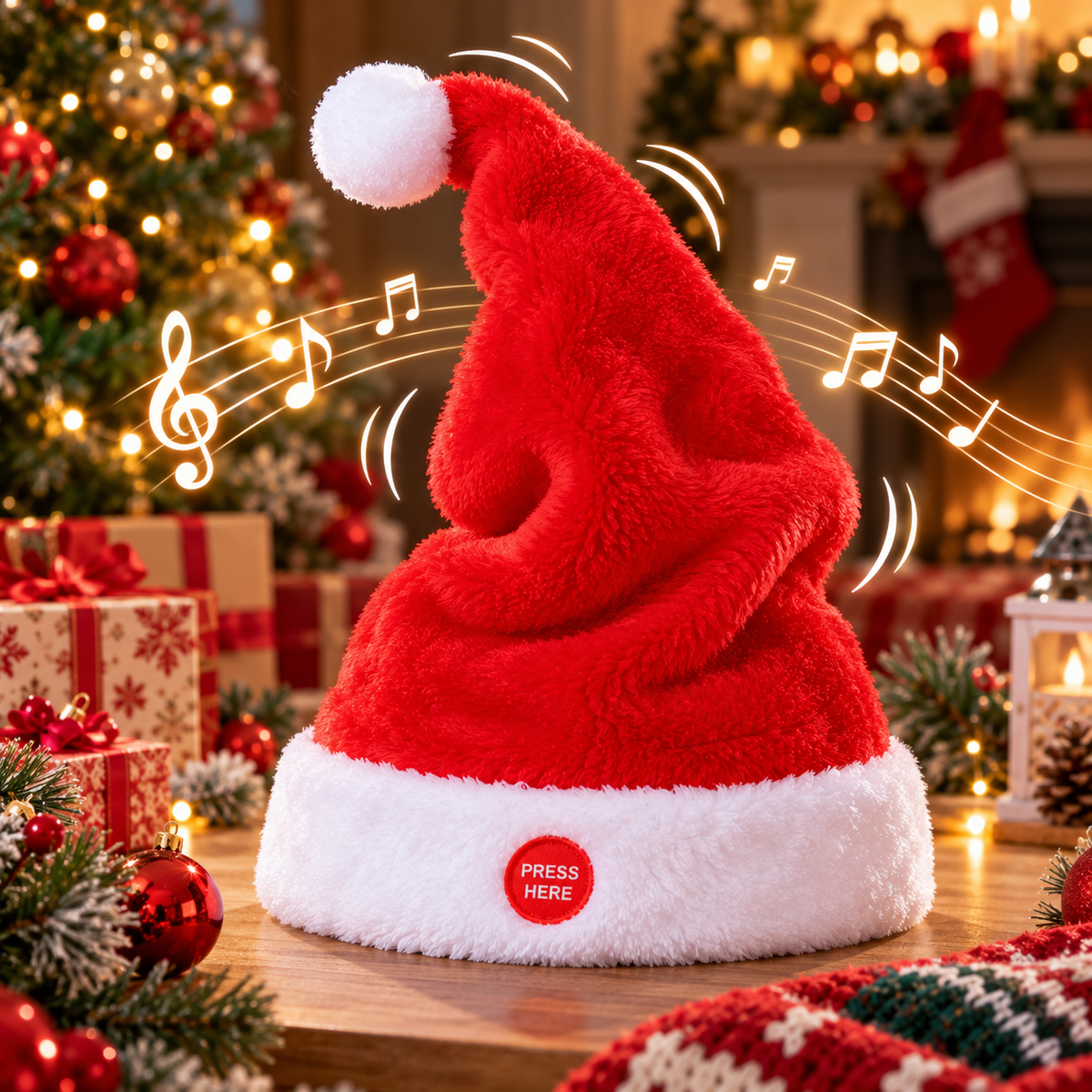 Musical Dancing Santa Hat with Christmas Songs Funny Moving Christmas Hat for Adults and Kids